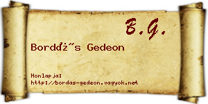 Bordás Gedeon névjegykártya